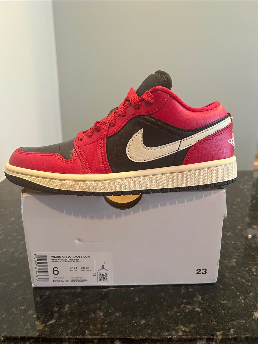Nike Women’s Air Jordan 1 Low - Black/Red/Cream 6W / 4.5Y